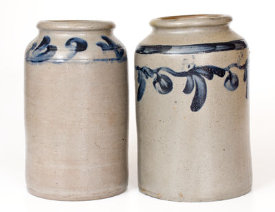 Two One-Gallon Stoneware Jars attrib. Henry Harrison Remmey, Philadelphia, PA, c1830