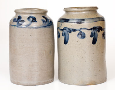 Two One-Gallon Stoneware Jars attrib. Henry Harrison Remmey, Philadelphia, PA, c1830
