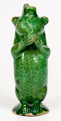 Outstanding Moravian Redware Squirrel Bottle w/ Copper Glaze, Salem, NC