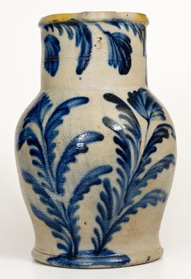 Exceptional 3 Gal. Richard Remmey, Philadelphia, PA Stoneware Pitcher w/ Floral Decoration