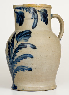 Exceptional 3 Gal. Richard Remmey, Philadelphia, PA Stoneware Pitcher w/ Floral Decoration