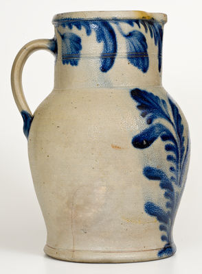 Exceptional 3 Gal. Richard Remmey, Philadelphia, PA Stoneware Pitcher w/ Floral Decoration