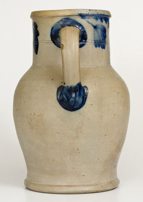 Exceptional 3 Gal. Richard Remmey, Philadelphia, PA Stoneware Pitcher w/ Floral Decoration