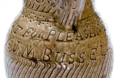 Highly Important Stoneware Presentation Pitcher by African-American Potter James M. Bussel, Georgia, 1872