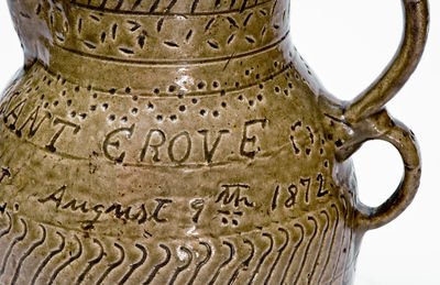 Highly Important Stoneware Presentation Pitcher by African-American Potter James M. Bussel, Georgia, 1872