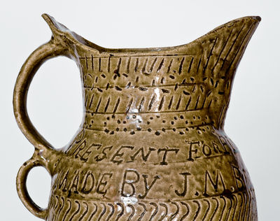 Highly Important Stoneware Presentation Pitcher by African-American Potter James M. Bussel, Georgia, 1872