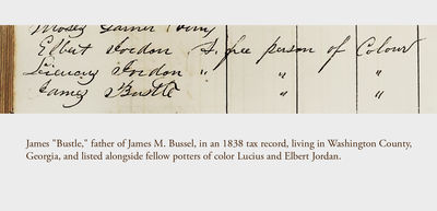 Highly Important Stoneware Presentation Pitcher by African-American Potter James M. Bussel, Georgia, 1872