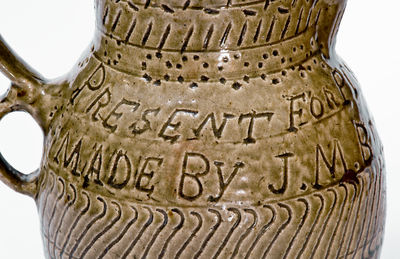Highly Important Stoneware Presentation Pitcher by African-American Potter James M. Bussel, Georgia, 1872
