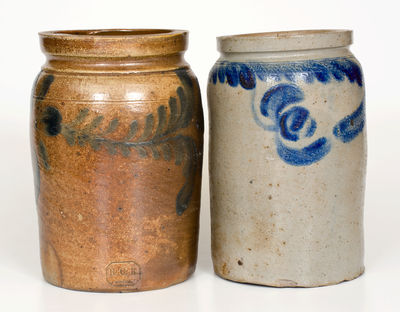 Two Cobalt-Decorated Stoneware Jars, PA origin, second half 19th century