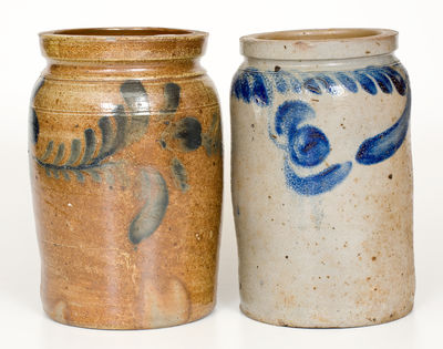 Two Cobalt-Decorated Stoneware Jars, PA origin, second half 19th century