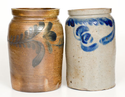 Two Cobalt-Decorated Stoneware Jars, PA origin, second half 19th century