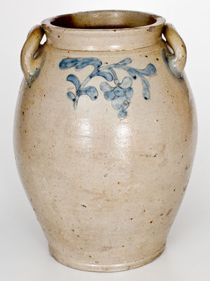 Three-Gallon Manhattan, New York Stoneware Jar w/ Incised Floral Decoration