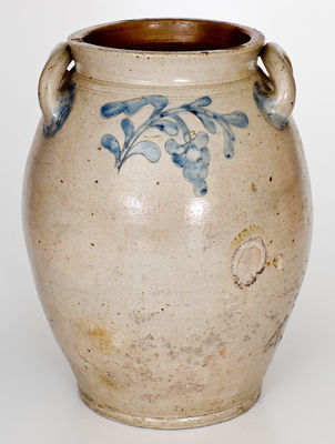 Three-Gallon Manhattan, New York Stoneware Jar w/ Incised Floral Decoration