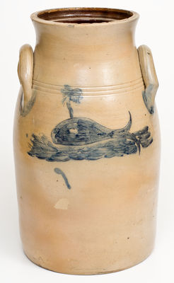 Outstanding B. EDMANDS / CHARLESTOWN, MA Churn w/ Incised Whale and Shorebird Motifs