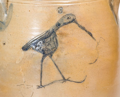 Outstanding B. EDMANDS / CHARLESTOWN, MA Churn w/ Incised Whale and Shorebird Motifs