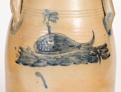 Outstanding B. EDMANDS / CHARLESTOWN, MA Churn w/ Incised Whale and Shorebird Motifs