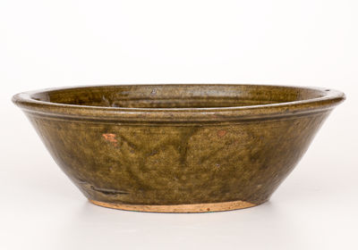 Scarce Large-Sized Crawford County, GA Alkaline-Glazed Stoneware Bowl