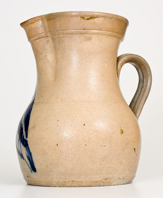 One-Gallon Stoneware Pitcher w/ Cobalt Parrot Decoration, attrib. Frank B. Norton, Worcester, MA