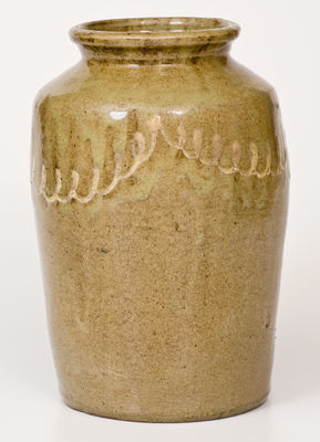 Attrib. Thomas Chandler, Edgefield District, SC Stoneware Jar w/ Kaolin Slip Decoration