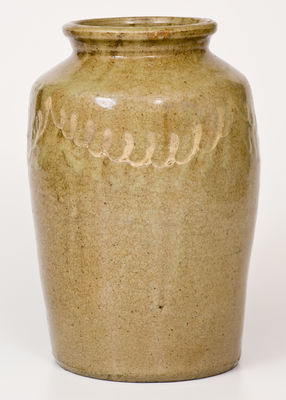 Attrib. Thomas Chandler, Edgefield District, SC Stoneware Jar w/ Kaolin Slip Decoration