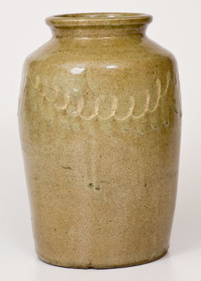 Attrib. Thomas Chandler, Edgefield District, SC Stoneware Jar w/ Kaolin Slip Decoration