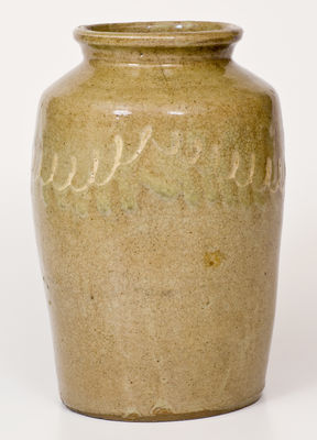 Attrib. Thomas Chandler, Edgefield District, SC Stoneware Jar w/ Kaolin Slip Decoration