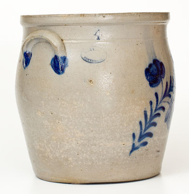 Extremely Rare Samuel Irvine, Newville, PA Four-Gallon Stoneware Jar w/ Incised Numerals, Dated 1866