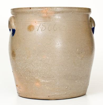 Extremely Rare Samuel Irvine, Newville, PA Four-Gallon Stoneware Jar w/ Incised Numerals, Dated 1866