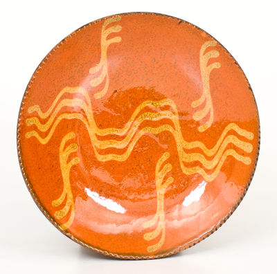 Slip-Decorated Philadelphia, PA Redware Plate, second quarter 19th century