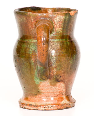 Small-Sized Shenandoah Valley Multi-Glazed Redware Cream Pitcher, attrib. S. Bell & Sons, Strasburg