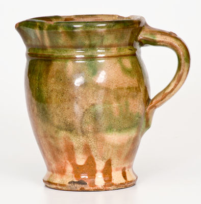 Shenandoah Valley Multi-Glazed Redware Cream Pitcher, attrib. S. Bell & Sons, Strasburg, VA