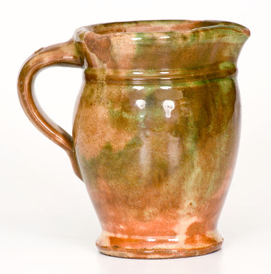 Shenandoah Valley Multi-Glazed Redware Cream Pitcher, attrib. S. Bell & Sons, Strasburg, VA