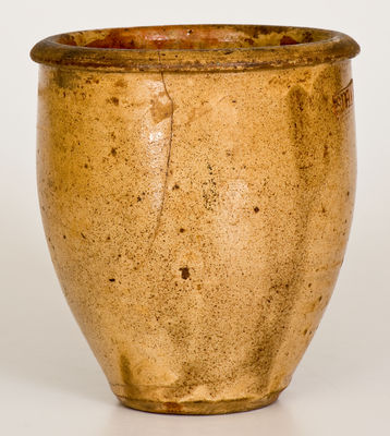 Shenandoah Valley Glazed Redware Jar, Stamped S. BELL & SON. / STRASBURG