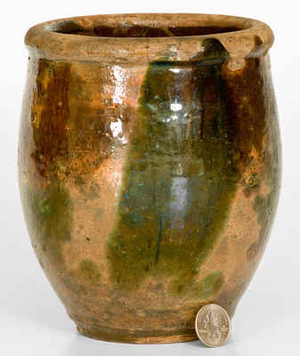 Shenandoah Valley Multi-Glazed Redware Jar, attrib. S. Bell & Sons, Strasburg, Virginia