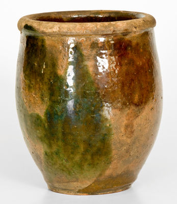 Shenandoah Valley Multi-Glazed Redware Jar, attrib. S. Bell & Sons, Strasburg, Virginia