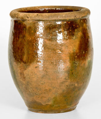 Shenandoah Valley Multi-Glazed Redware Jar, attrib. S. Bell & Sons, Strasburg, Virginia