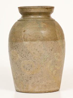 Attrib. George N. Fulton (Alleghany County, VA) Stoneware Jar w/ Elaborate White Slip Decoration