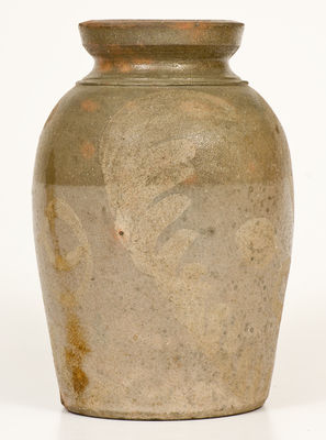 Attrib. George N. Fulton (Alleghany County, VA) Stoneware Jar w/ Elaborate White Slip Decoration