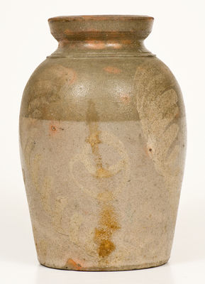 Attrib. George N. Fulton (Alleghany County, VA) Stoneware Jar w/ Elaborate White Slip Decoration