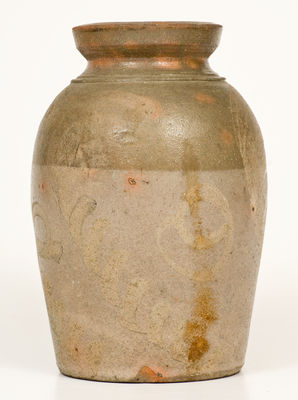 Attrib. George N. Fulton (Alleghany County, VA) Stoneware Jar w/ Elaborate White Slip Decoration