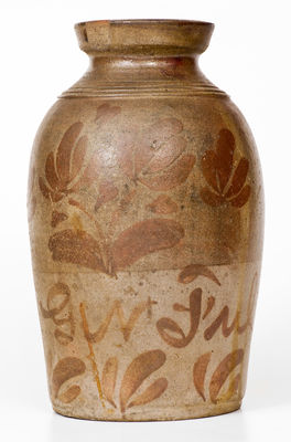 Large-Sized G.N. Fulton Virginia Stoneware Canning Jar w/ Elaborate Manganese Decoration
