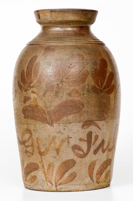 Large-Sized "G.N. Fulton" Virginia Stoneware Canning Jar w/ Elaborate Manganese Decoration