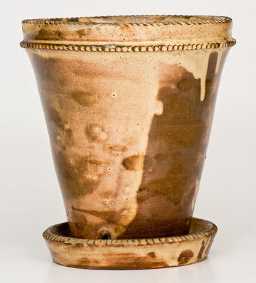 Shenandoah Valley Slip-Decorated Redware Flowerpot, attrib. J. Eberly & Co., Strasburg, VA