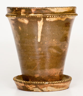 Shenandoah Valley Slip-Decorated Redware Flowerpot, attrib. J. Eberly & Co., Strasburg, VA