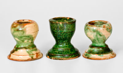 Three Shenandoah Valley Slip-Decorated Redware Egg Cups