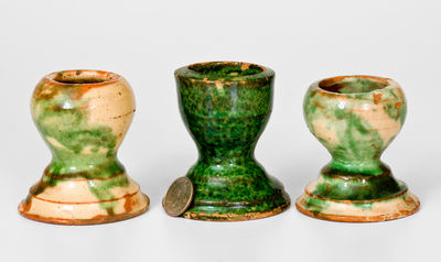 Three Shenandoah Valley Slip-Decorated Redware Egg Cups