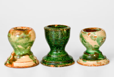Three Shenandoah Valley Slip-Decorated Redware Egg Cups