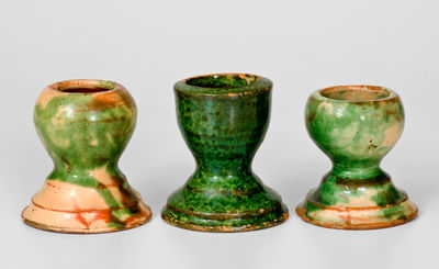 Three Shenandoah Valley Slip-Decorated Redware Egg Cups