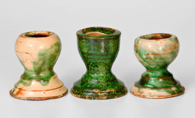 Three Shenandoah Valley Slip-Decorated Redware Egg Cups