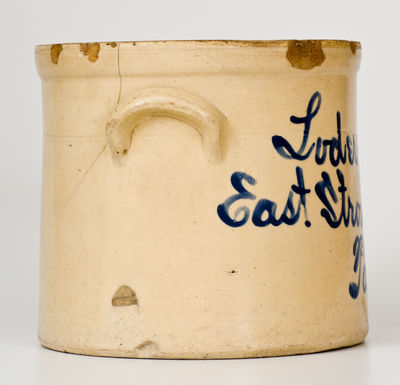 One-Gallon East Stroudsburg, PA Stoneware Advertising Crock, Fulper, Flemington, NJ